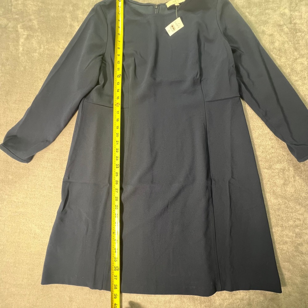 LOFT Dress Womens Plus Size 16 Navy Blue Long Sleeve Shift Elegant Modest NWT - Picture 3 of 7